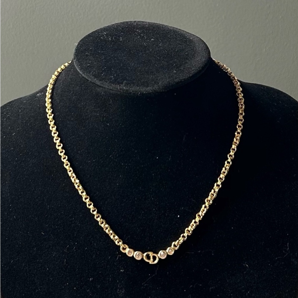 Christian Dior CD crystal gold necklace